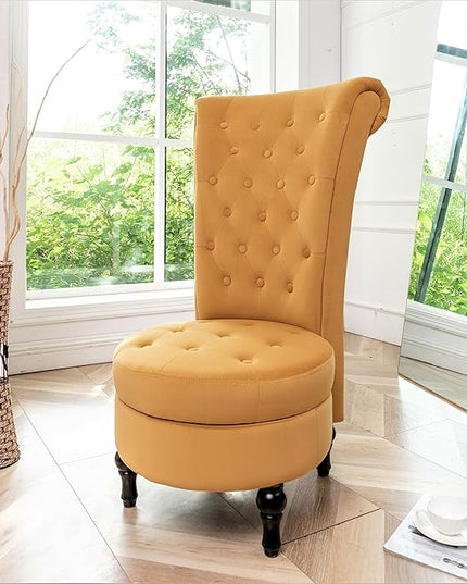 Mustard Yellow Velvet Accent Chair with Storage and Luxurious Upholstery, Retro Design and Versatile Usage for Livingroom, Bedroom, Lounge and Office - LeafyLoom