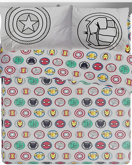 Jay Franco Marvel Avengers Pop 7 Piece Queen Size Bed Set - includes Comforter & Sheet Set - Super Soft Fade Resistant Microfiber (Official Marvel Product) - LeafyLoom