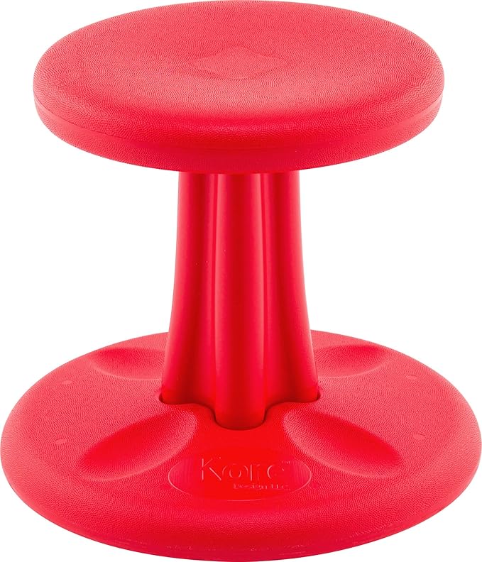 Kore Kids Preschool Wobble Chair - Flexible Seating Stool for Classroom, Preschool, Kindergarten & Elementary School - Age 4-5 yrs, Red (12in) - LeafyLoom