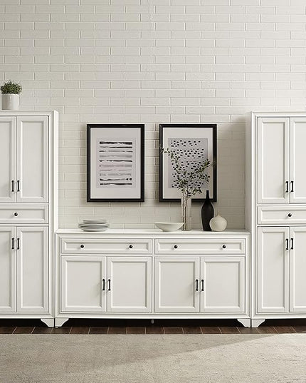 Crosley Furniture Tara 3-Piece Sideboard and Pantry Set, Distressed White - LeafyLoom