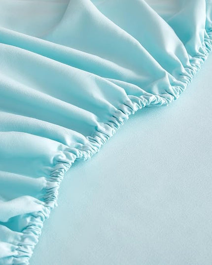 Bed Sheet Set - Brushed Microfiber Bedding - Bedding Sheets & Pillowcases - Deep Pockets - Easy Fit - Breathable & Soft Hotel Sheets - 4 Piece Full Aqua - LeafyLoom