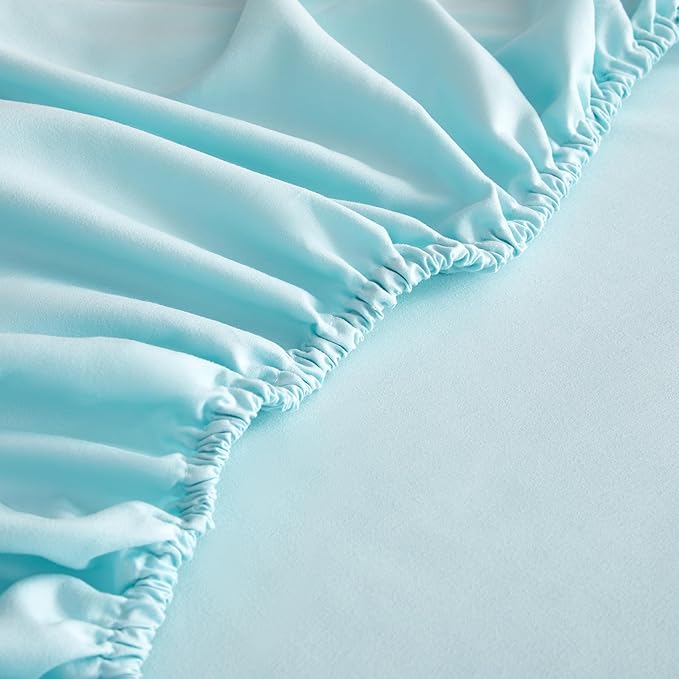 Bed Sheet Set - Brushed Microfiber Bedding - Bedding Sheets & Pillowcases - Deep Pockets - Easy Fit - Breathable & Soft Hotel Sheets - 4 Piece Full Aqua - LeafyLoom