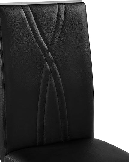 Yaheetech Dining Chairs Set of 2 Modern Dining Room Chairs Kitchen Chairs with Faux Leather Seat, Solid Legs and High Back for Dining Room, Kitchen, Black - LeafyLoom