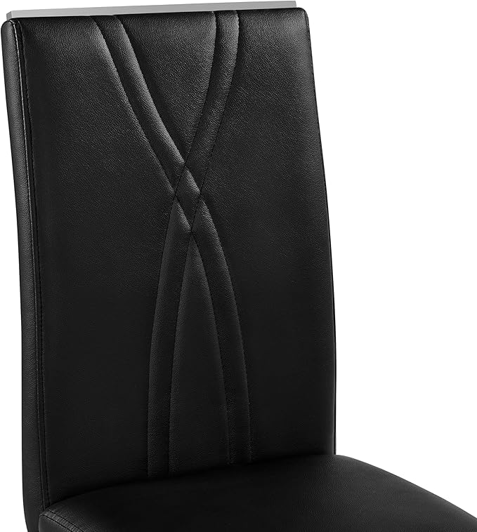 Yaheetech Dining Chairs Set of 4 Modern Dining Room Chairs Kitchen Chairs with Faux Leather Seat, Solid Legs and High Back for Dining Room, Kitchen, Black - LeafyLoom
