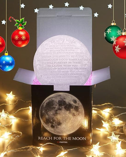 Personalized Valentine's Day Gifts for Wife Cute 3D Moon Lamp,Moon Decor to Wife Gifts from Husband - LeafyLoom
