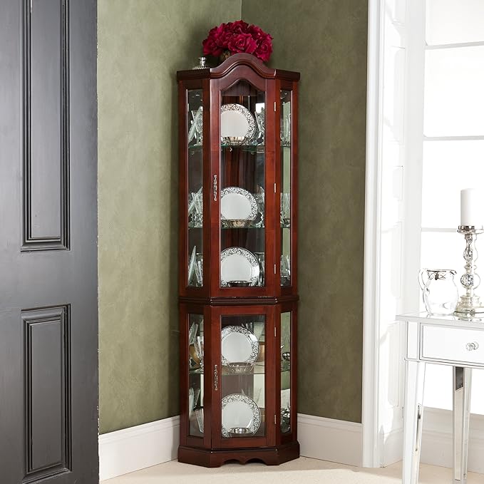 Home Decorators Collection Vitric Lighted Curio, 70" Hx21 Wx16 D, Mahogany - LeafyLoom