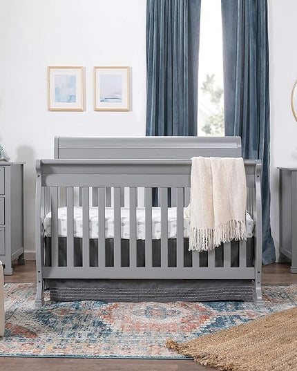 DaVinci Kalani 4-in-1 Convertible Crib in Grey, Greenguard Gold Certified - LeafyLoom