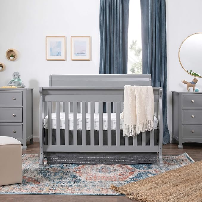 DaVinci Kalani 4-in-1 Convertible Crib in Grey, Greenguard Gold Certified - LeafyLoom