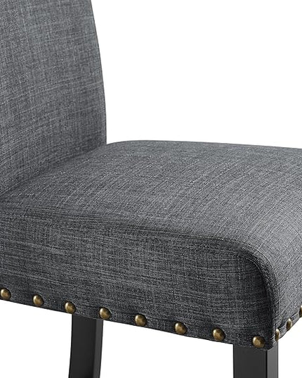 New Classic Furniture Crispin Counter Dining Chair (Set of Six), 100% Polyester Granite Gray Fabric with Espresso Legs - LeafyLoom