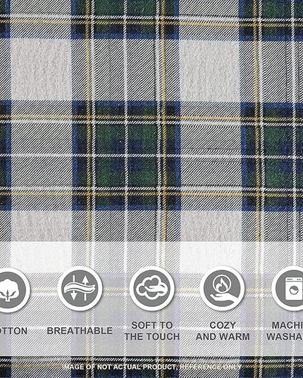 Comfort Spaces Cotton Flannel Breathable Warm Deep Pocket Sheets with Pillow Case Bedding, Queen, Green Plaid Scottish Plaid 4 Piece - LeafyLoom