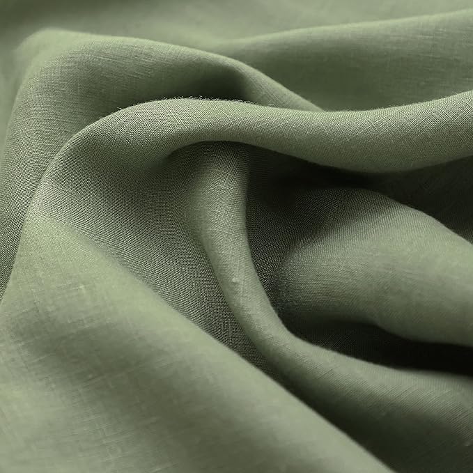 Simple&Opulence 100% Linen Sheet Set Solid Color-4 Pcs Washed French Linen Bed Sheets(1 Flat Sheet,1 Fitted Sheet,2 Pillowcases)-Breathable Bedding Set(California King, Sage Green) - LeafyLoom