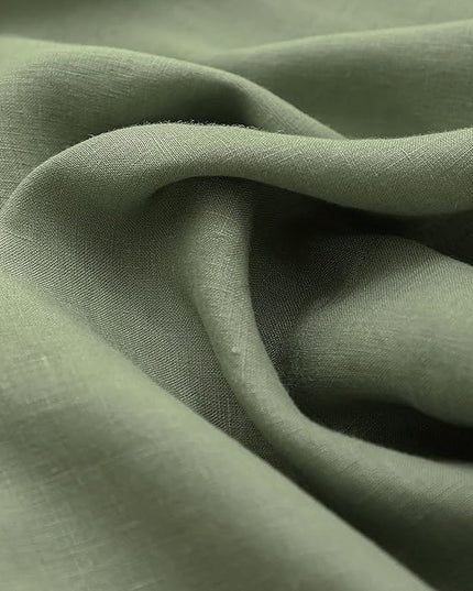 Simple&Opulence 100% Linen Sheet Set Solid Color- 6 Pcs Washed French Flax Bed Sheets (1 Flat Sheet, 1 Fitted Sheet, 4 Pillowcases) - Breathable Home Collection (Basic Sage Green, Queen) - LeafyLoom