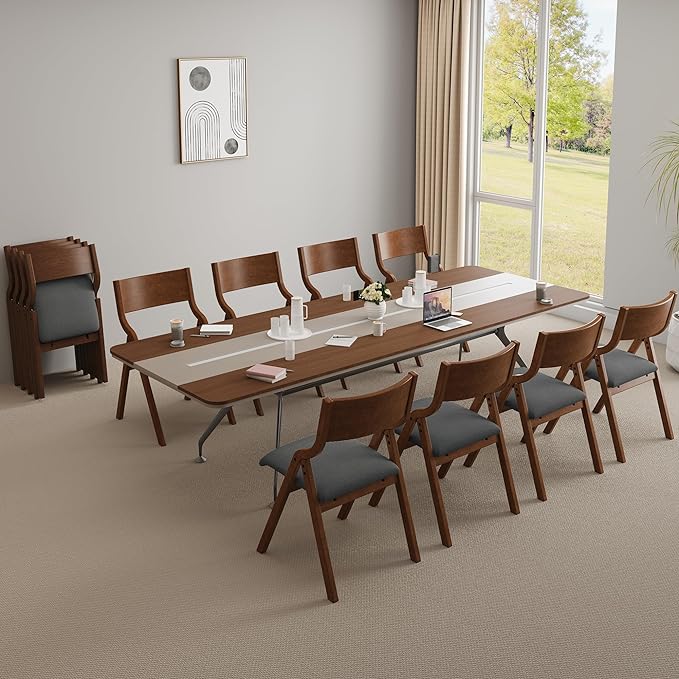 Ball & Cast Padded Folding Chairs 2 Pack,Solid Wood Frame,18" Seat Height,Space Saving,Easy to CarrySuitable for dining room, bedroom and outdoor, Dark gray - LeafyLoom