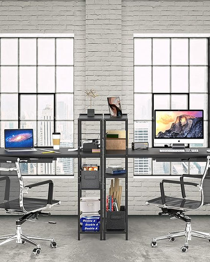 SHW 46-Inch Mission Desk with Side Shelf, 24" Deep, Black - LeafyLoom