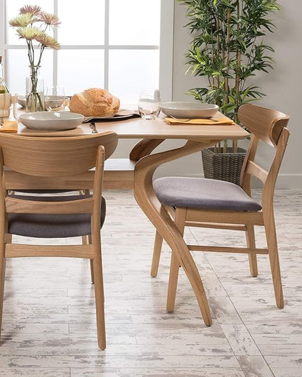 Christopher Knight Home Idalia Dining Chairs, 2-Pcs Set, Dark Grey / Oak Finish - LeafyLoom