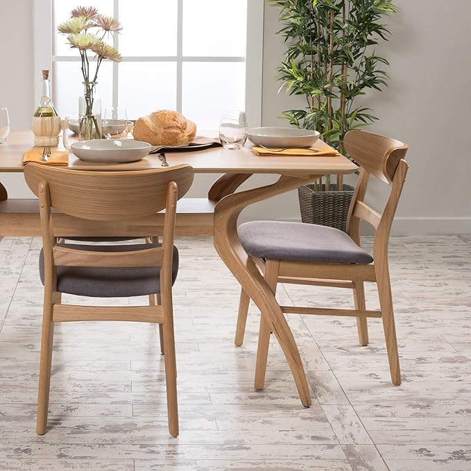 Christopher Knight Home Idalia Dining Chairs, 2-Pcs Set, Dark Grey / Oak Finish - LeafyLoom