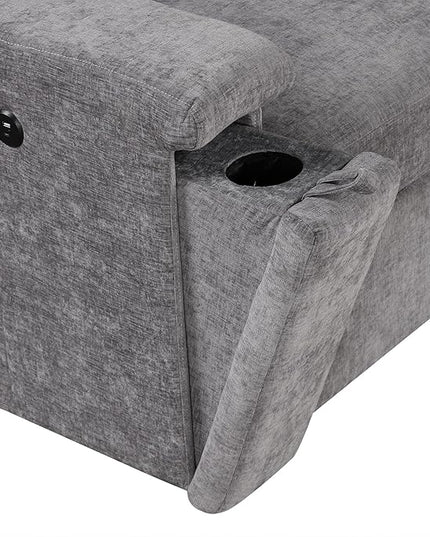 90.6'' L-shaped Modular Sectional Sofa with Storage Space, Ottoman and Pull-Out Bed, 6 Seat Upholstered Couch w/USB Ports & Cup Holders, for Living Rooms, Offices, Apartments, Gray, 90.6 Inch - LeafyLoom