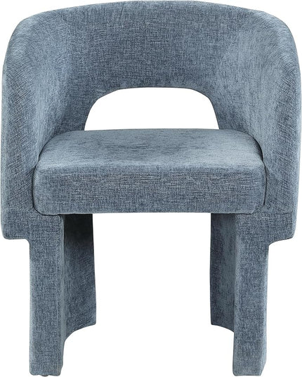 Meridian Furniture Emmet Collection Modern | Contemporary Dining Accent Chair with Rich Fabric, Steel Inner Frame, 26" W x 23.5" D x 30" H, Blue - LeafyLoom