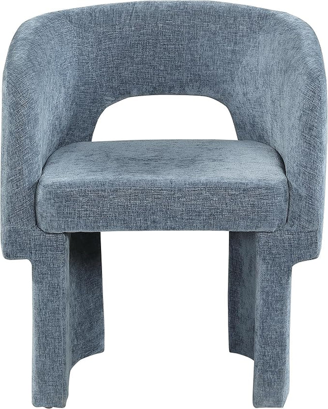 Meridian Furniture Emmet Collection Modern | Contemporary Dining Accent Chair with Rich Fabric, Steel Inner Frame, 26" W x 23.5" D x 30" H, Blue - LeafyLoom