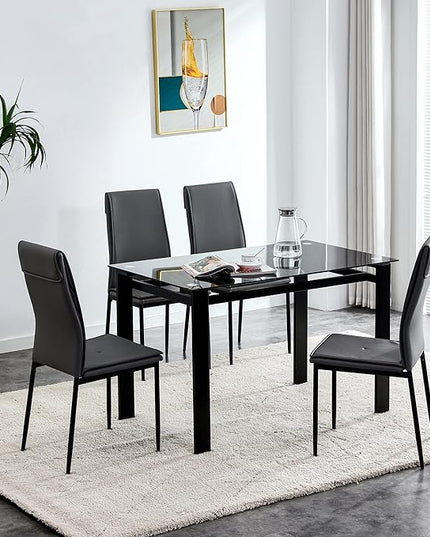 NicBex Haerin-SD-00288-LWJ Dining Chairs, 17.1"x14.6"x37.7", Black - LeafyLoom