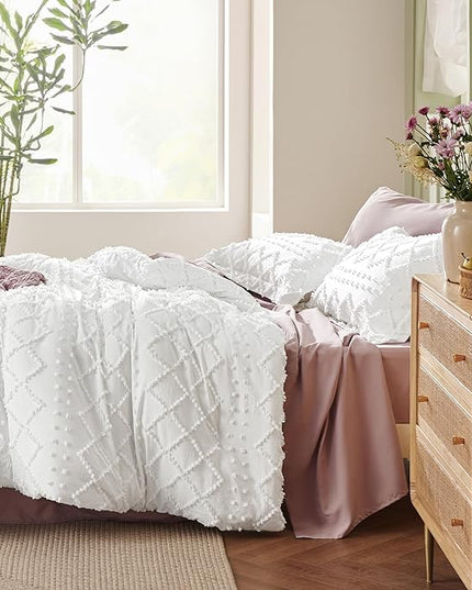 Bedsure Twin/Twin XL Comforter Set - Terracotta Boho Twin Extra Long Comforter Set for College, Shabby Chic Dorm Bedding Set, 2 Pieces Modern Farmhouse Bed Set, includes 1 Pillow Sham - LeafyLoom