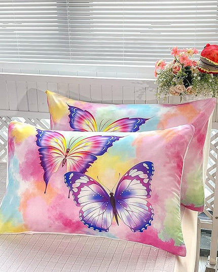 CVHOUSE Butterfly Bedding Set,Butterfly Comforter King,Butterfly Comforter Set for Girls Kids Teens,Butterflies Quilt Set with 1 Comforter and 2 Pillow Cases - LeafyLoom