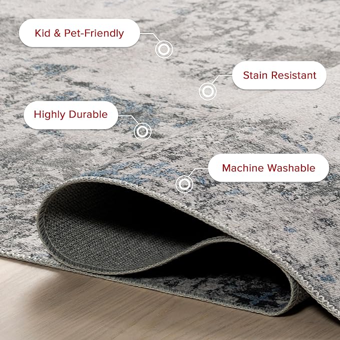 NuLoom Dali Abstract Machine Washable Area Rug, 9x12, Grey - LeafyLoom