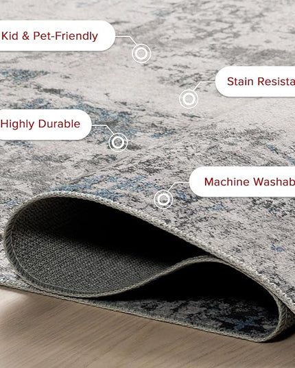 NuLoom Dali Abstract Machine Washable Area Rug, 8' Square, Grey - LeafyLoom