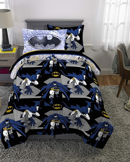 Franco Kids Bedding Super Soft Comforter and Sheet Set with Sham, 5 Piece Twin Size, Batman - LeafyLoom