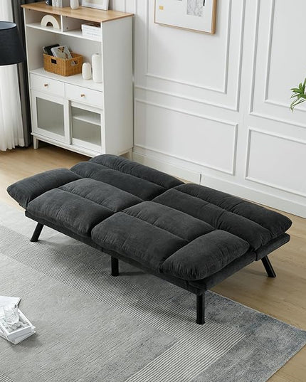70.08" Modern Upholstered 2 Seaters Soft with Metal Feet,Accent Deep Seat Loveseat Double Sofas Couch w/Convertible Bed,for Dorm,Apartment,Studio,Office,Dark Gray - LeafyLoom