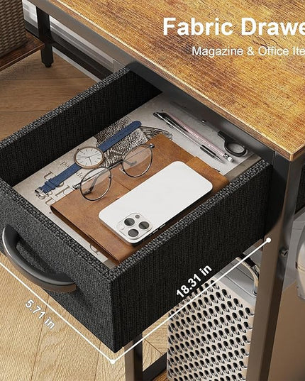 L Shaped Computer Desk with LED Light and Power Outlet, 47" Reversible L Shaped Desk with Monitor Stands and Drawers, Gaming Desk with Shelves and 2 Hooks for Home Office Bedroom - LeafyLoom