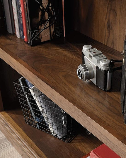 Sauder Miscellaneous Storage Bookcase/ Book shelf, L: 35.28" x W: 13.23" x H: 43.78", Grand Walnut finish - LeafyLoom