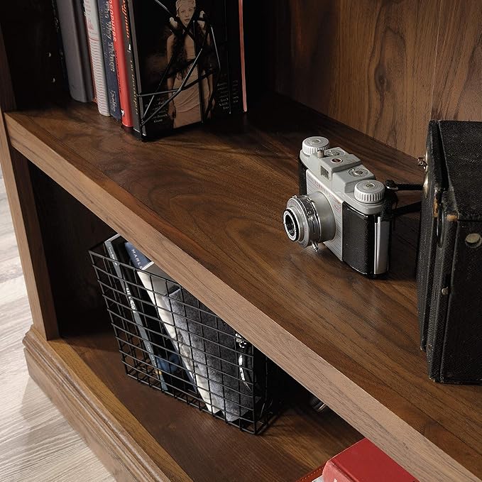 Sauder Miscellaneous Storage Bookcase/ Book shelf, L: 35.28" x W: 13.23" x H: 43.78", Grand Walnut finish - LeafyLoom