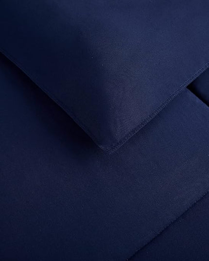 SERTA Simply Clean Ultra Soft Hypoallergenic Solid 2 Piece Comforter Set, Twin XL, Navy - LeafyLoom