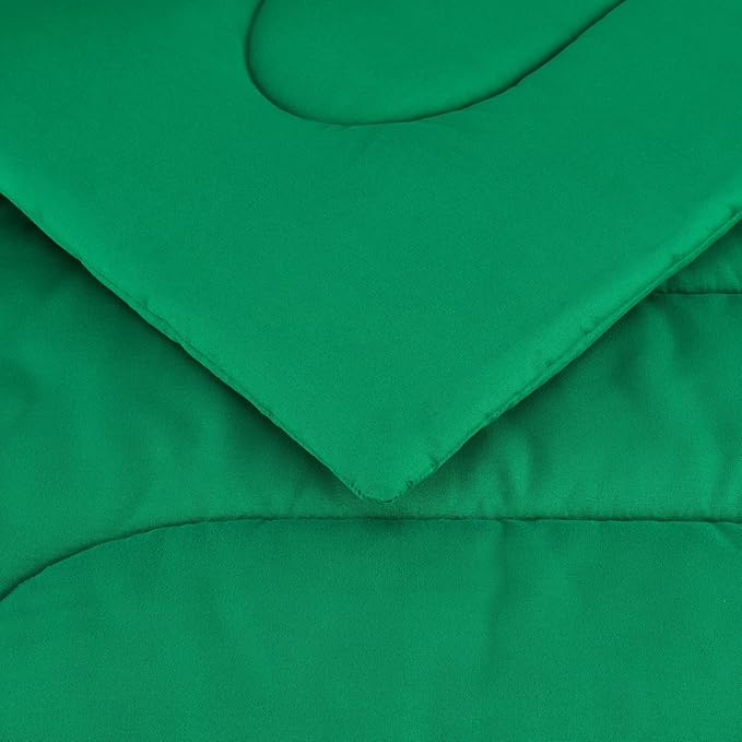 Amazon Basics 5 Piece Microfiber Kid's Bed-in-a-Bag Bedding Set, Twin, Green, Solid - LeafyLoom