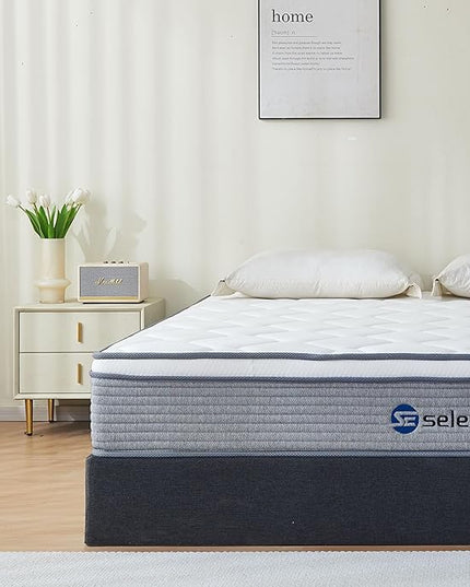 Full Size Mattress, 12 Inch Mattress Full with Pocket Spring and Memory Foam for Pressure Relief, Motion Isolation, Edge Support, Medium Firm Mattress in a Box, CertiPUR-US, Grey - LeafyLoom