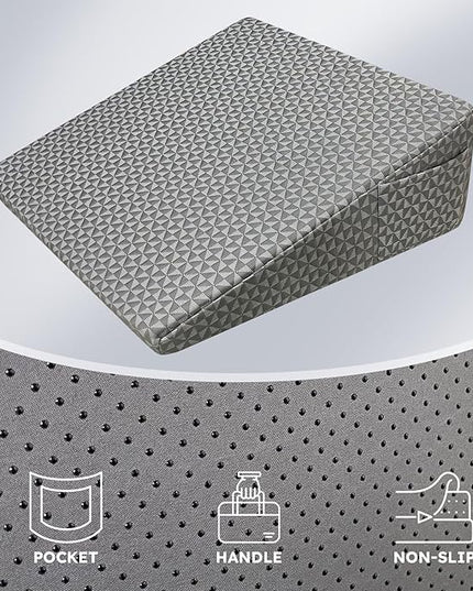 Bed Wedge Pillowcase 7.5“ Wedge Pillow Cover Cooling and Breathable Replacement Cover Dark Grey (Wedge Pillow Cover Only) - LeafyLoom