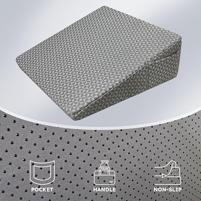 Bed Wedge Pillowcase 7.5“ Wedge Pillow Cover Cooling and Breathable Replacement Cover Dark Grey (Wedge Pillow Cover Only) - LeafyLoom