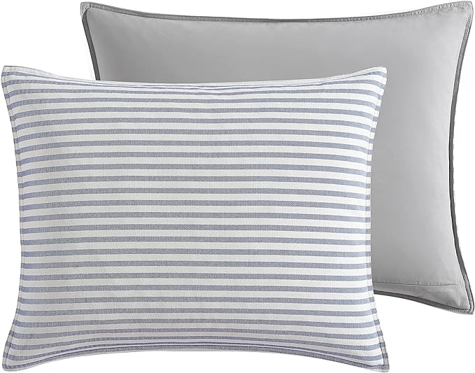 Nautica - Twin Comforter Set, Cotton Reversible Bedding with Matching Sham, Mediterranean Inspired Home Decor for All Seasons (Fairwater Blue, Twin) - LeafyLoom