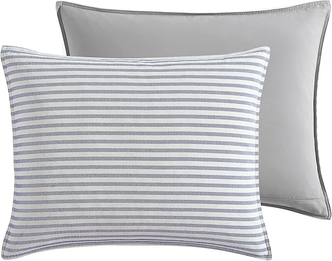 Nautica - King Size Comforter Set, Cotton Reversible Bedding with Matching Shams, Mediterranean Inspired Home Decor for All Seasons (Fairwater Blue, King) - LeafyLoom