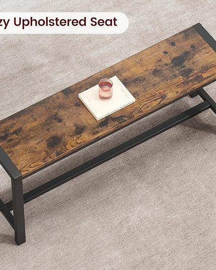 Kitchen Table with Benches, Dining Table Set for 4, Rectangular Dining Room Table Set with 2 Sturdy Benches, 3 Piece Kitchen Table Set for Small Space, Apartment, Studio, Retro Brown - LeafyLoom