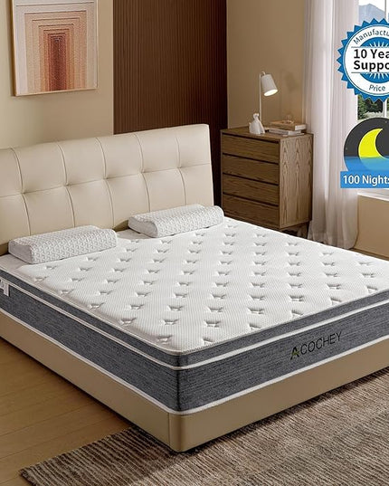 12 Inch Queen Mattress Memory Foam and Spring Hybrid Mattresses,Medium Firm Feel Grey Queen Mattress in a Box,Quality Comfort and Adaptive Support Breathable Cooling Mattresses,CertiPUR-US. - LeafyLoom