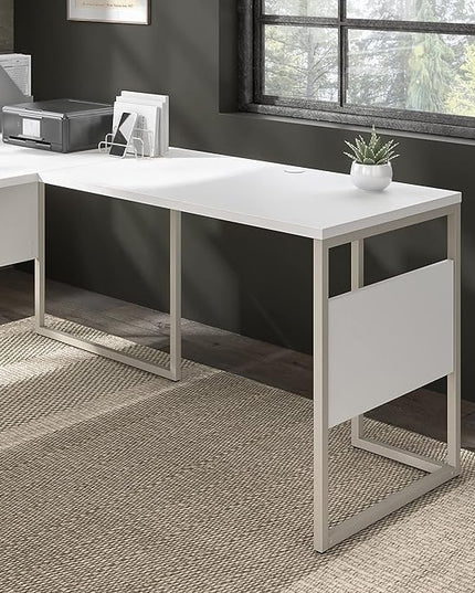 Bush Business Furniture Hybrid Desk Return/Bridge, 42W x 24D, White - LeafyLoom