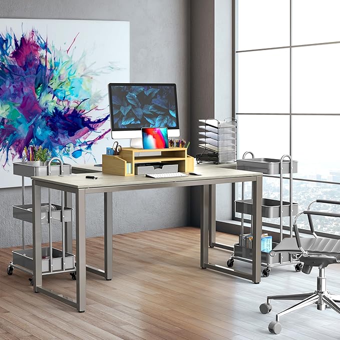 SHW 48" Home Office Computer Desk, Maple - LeafyLoom