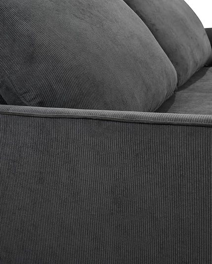 3 in 1 Oversized Convertible Loveseat Sleeper Sofa Bed,Soft Corduroy Upholstered Queen Love Seats Sofabed W/Pull Out Sleep Couch,Comfortable Cushions and Padded Armrests for Living Room - LeafyLoom