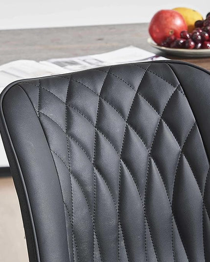 YOUNIKE Black Dining Chairs set of 2 with High Backs Mid Century Modern Kitchen & Dining Room Chairs PU Faux Leather Upholstered sillas de comedor Comfortable Large Padded Accent Chair with Metal Legs - LeafyLoom