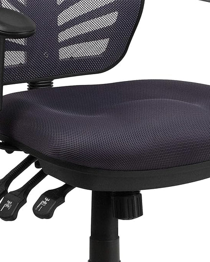Flash Furniture Nicholas Mid-Back Swivel Office and Gaming Chair, Ergonomic Mesh Office Chair with Adjustable Lumbar Support and Height, Dark Gray - LeafyLoom