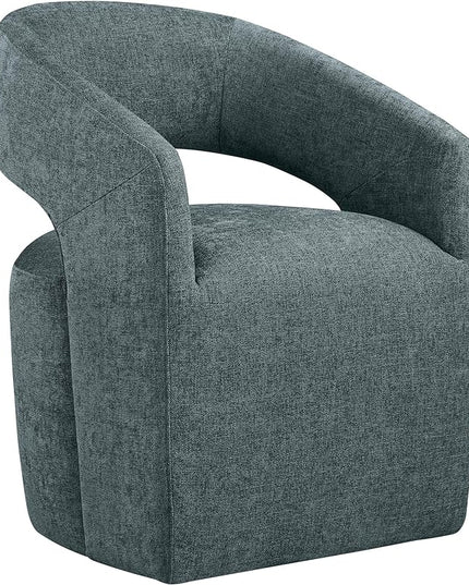 Dining Chairs with Casters Upholstered Modern Armchair with Rollers for Diningroom Bedroom Livingroom Reading Room, 32.25''H, Blue - LeafyLoom