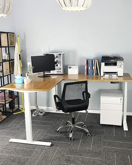 VWINDESK 60 x 30 x 1 Inch 100% Solid Bamboo Desk Table Top Only,for Standing Desk Home Office Desk with 60mm grommets(Right Angle) - LeafyLoom