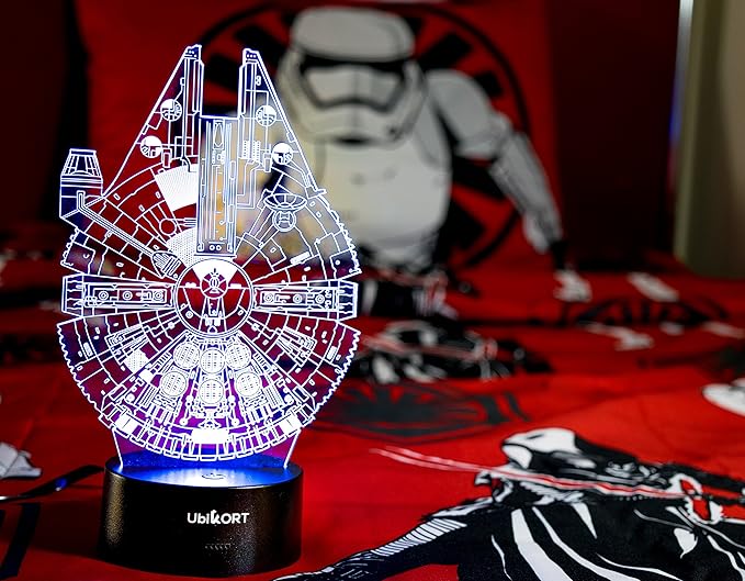 Star Wars Lamp Millennium Falcon 3D Lamp Star Wars Gifts for Men or Kids Birthday Star Wars Decor Room Fans [Upgrade Version] - LeafyLoom